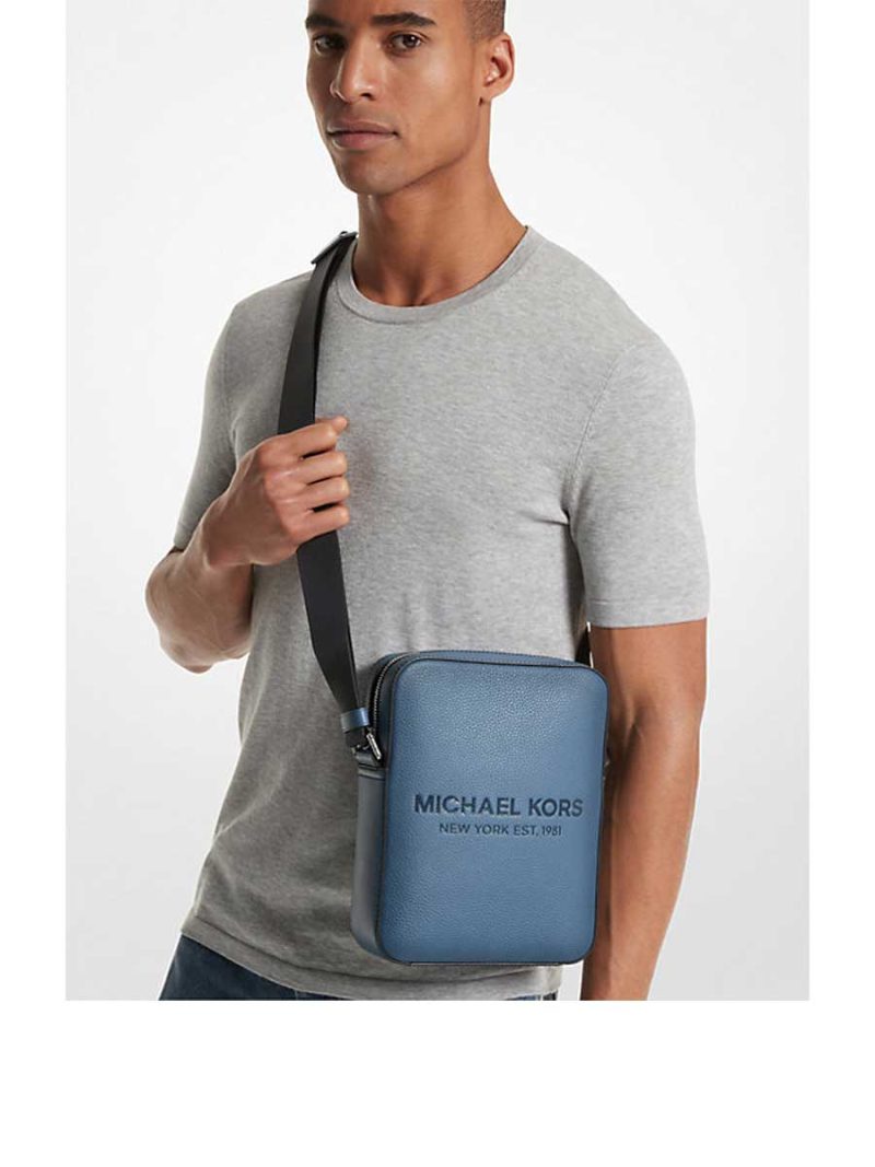 MICHAEL Michael Kors Cooper Logo Embossed Pebbled Leather Flight Bag - Image 4