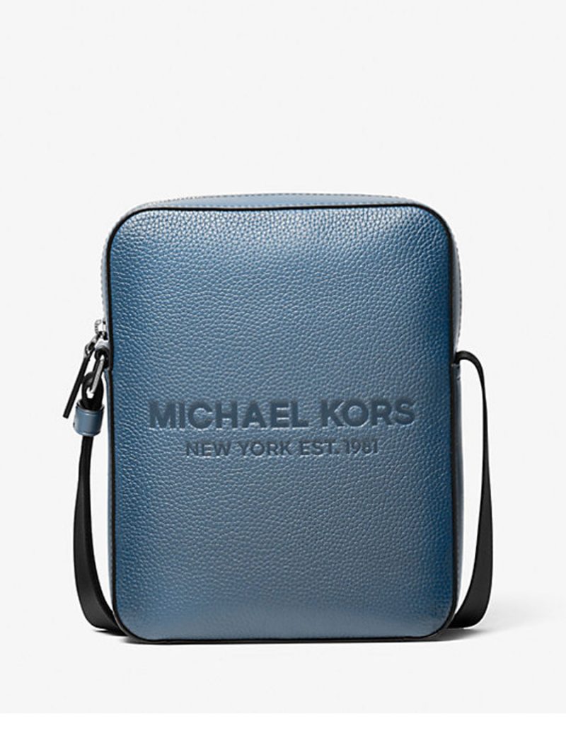 MICHAEL Michael Kors Cooper Logo Embossed Pebbled Leather Flight Bag