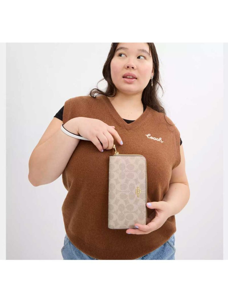 COACH Long Zip Around Wallet In Signature Canvas - Image 3
