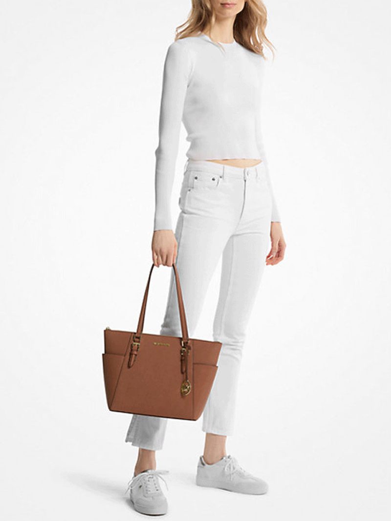 MICHAEL Michael Kors Charlotte Large Saffiano Leather Top-Zip Tote Bag - Image 3