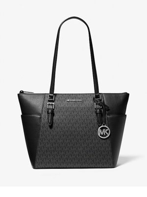 MICHAEL Michael Kors Charlotte Large Logo and Leather Top-Zip Tote Bag