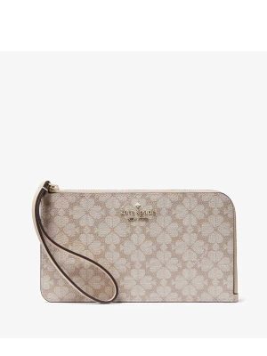 KATE SPADE Lucy Spade Flower Medium L-zip Wristlet