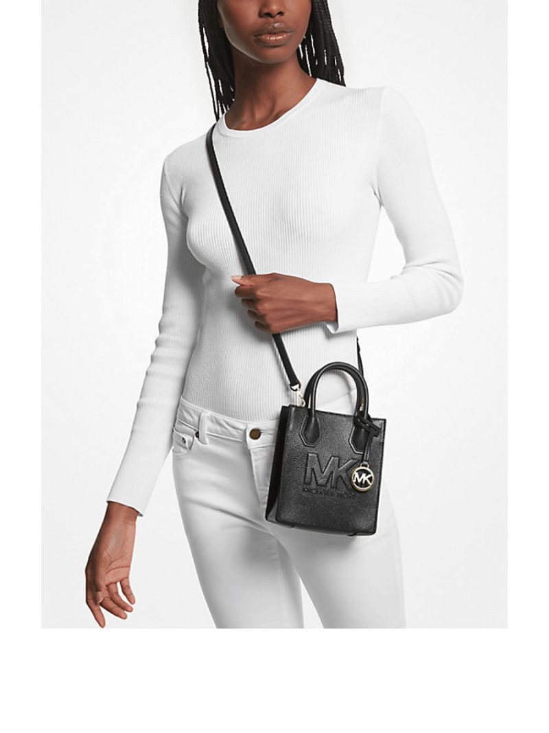 MICHAEL Michael Kors Mercer Extra-Small Pebbled Leather Crossbody Bag - Image 3