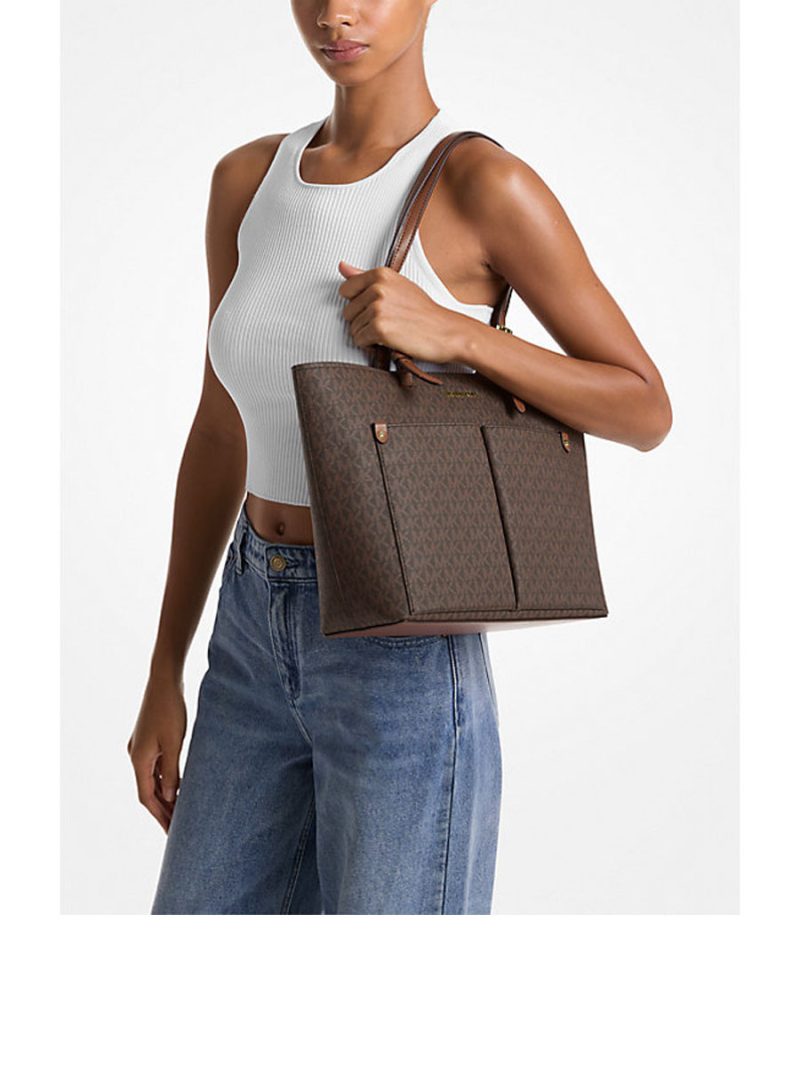 MICHAEL Michael Kors Jet Set Medium Logo Pocket Tote Bag - Image 3