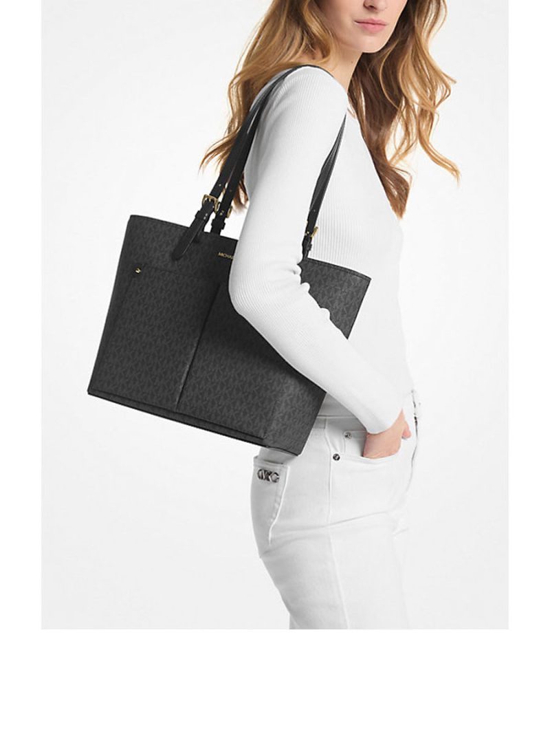 MICHAEL Michael Kors Jet Set Medium Logo Pocket Tote Bag - Image 3
