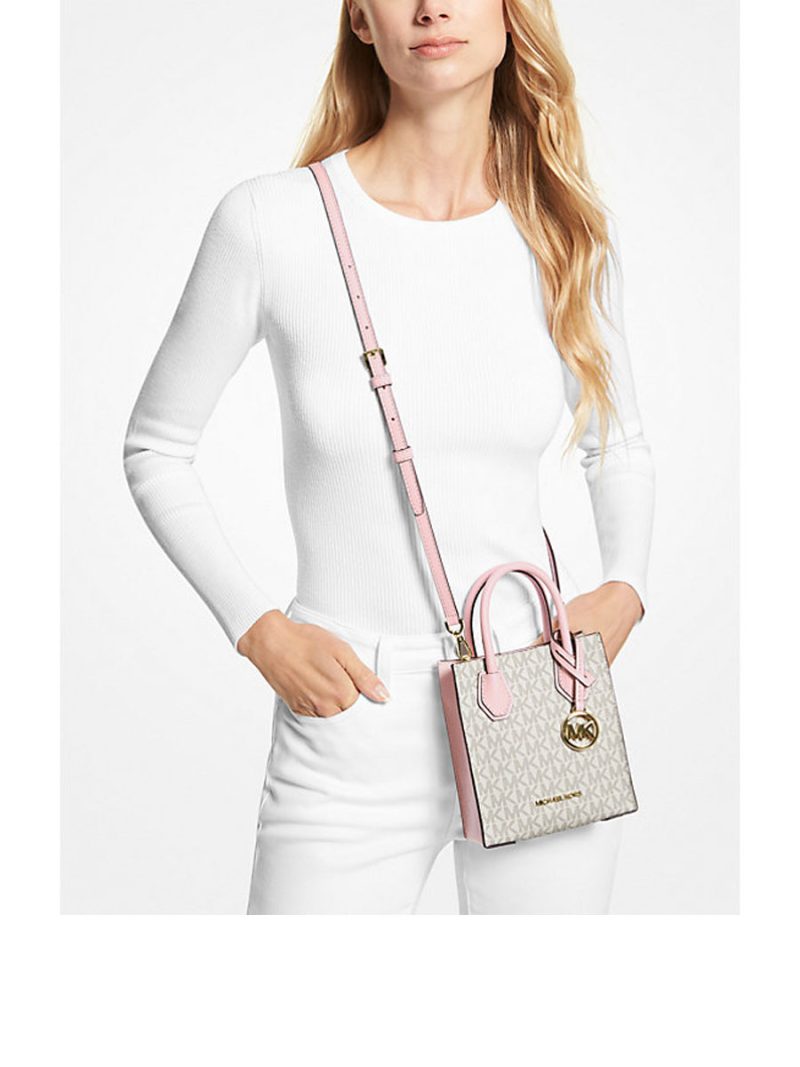 MICHAEL Michael Kors Mercer Extra-Small Logo and Leather Crossbody Bag - Image 3