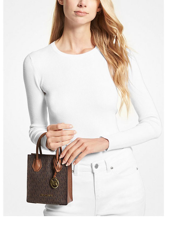 MICHAEL Michael Kors Mercer Extra-Small Logo and Leather Crossbody Bag - Image 3