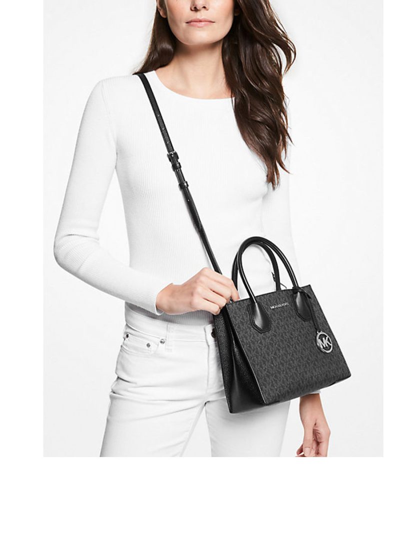 MICHAEL Michael Kors Mercer Medium Logo and Leather Accordion Crossbody Bag - Image 3