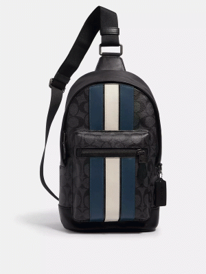 COACH West Pack In Signature Canvas With Varsity Stripe
