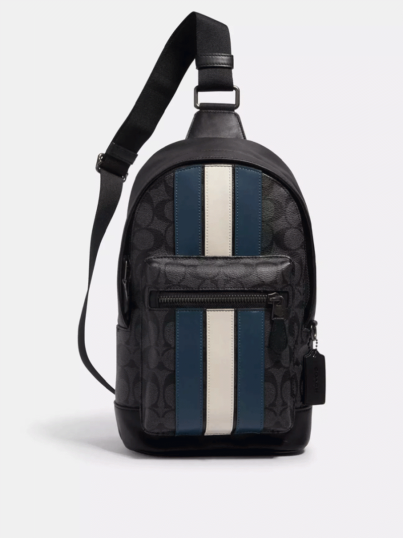 COACH West Pack In Signature Canvas With Varsity Stripe