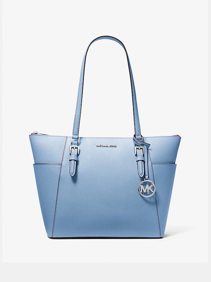 MICHAEL KORS Charlotte Large Saffiano Leather Top-Zip Tote Bag
