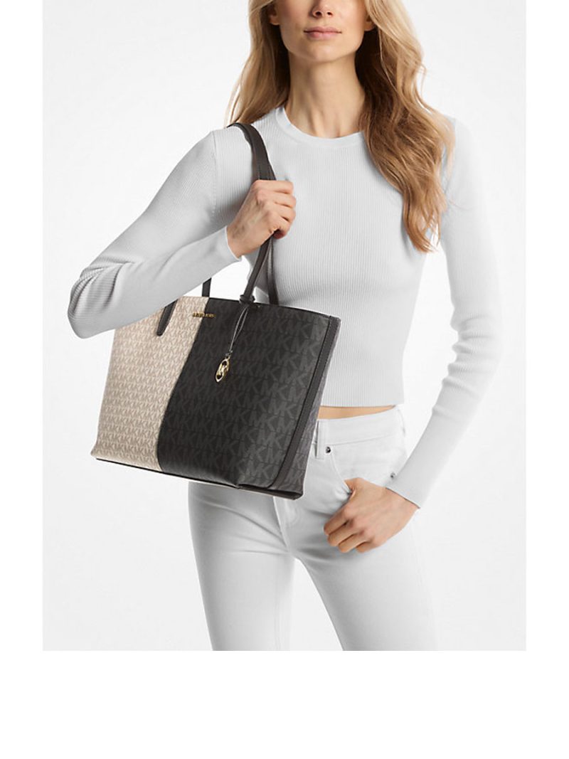 MICHAEL Michael Kors Jet Set Medium Two-Tone Logo Tote Bag - Image 4