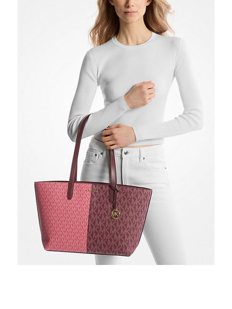 MICHAEL Michael Kors Jet Set Medium Two-Tone Logo Tote Bag - Image 4