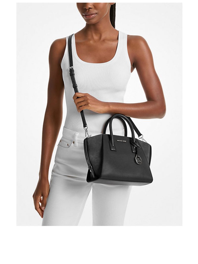 MICHAEL Michael Kors Avril Small Leather and Suede Satchel - Image 4