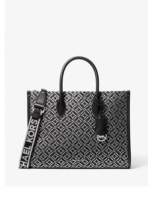 MICHAEL Michael Kors Mirella Medium Metallic Logo Jacquard Tote Bag
