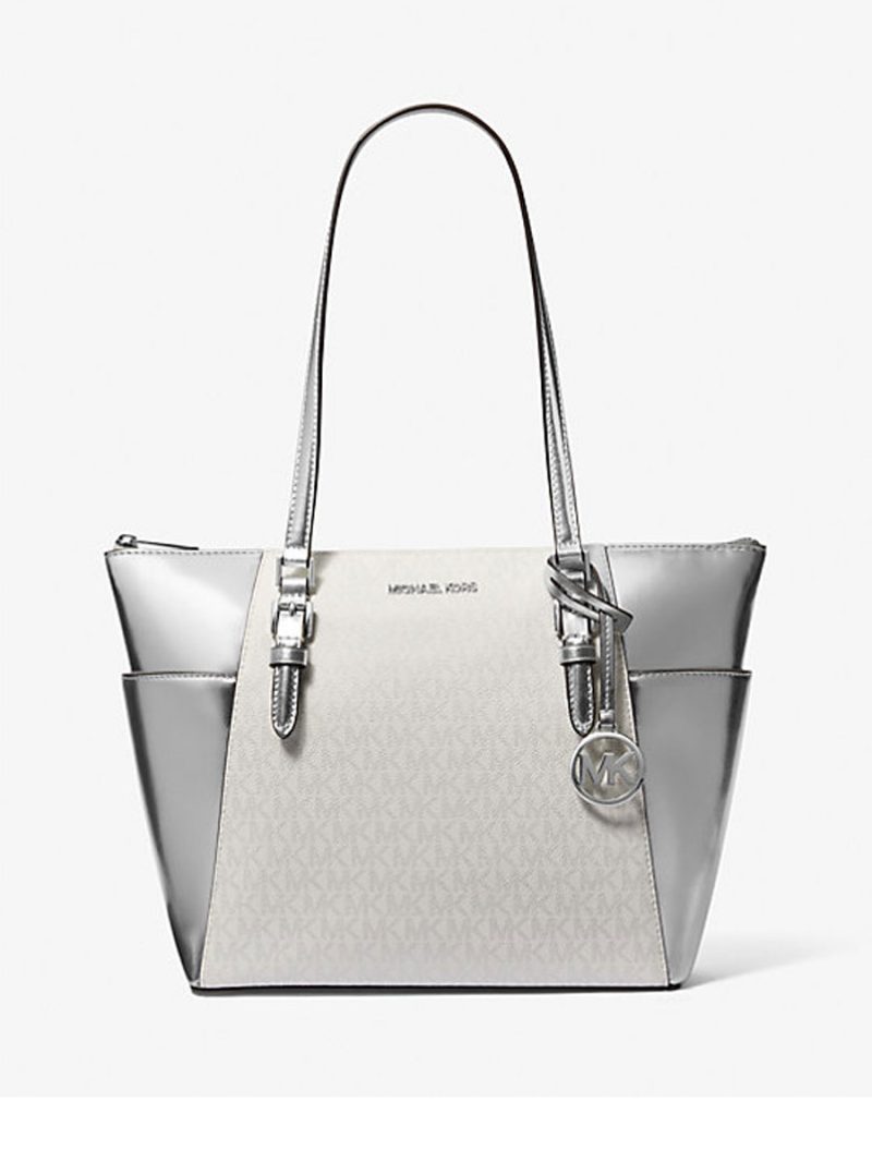 MICHAEL Michael Kors Charlotte Large Signature Logo and Metallic Tote Bag