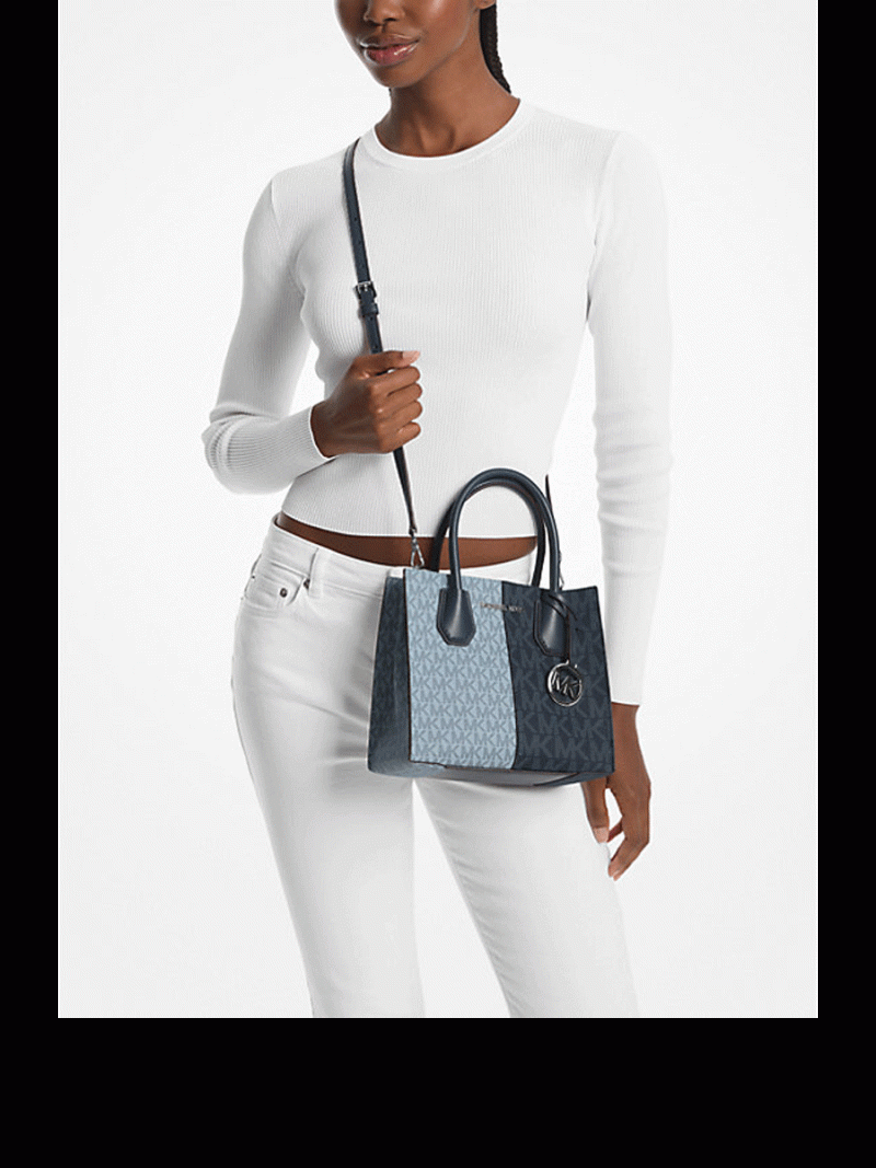 MICHAEL Michael Kors Mercer Medium Color-Block Logo Crossbody Bag - Image 3
