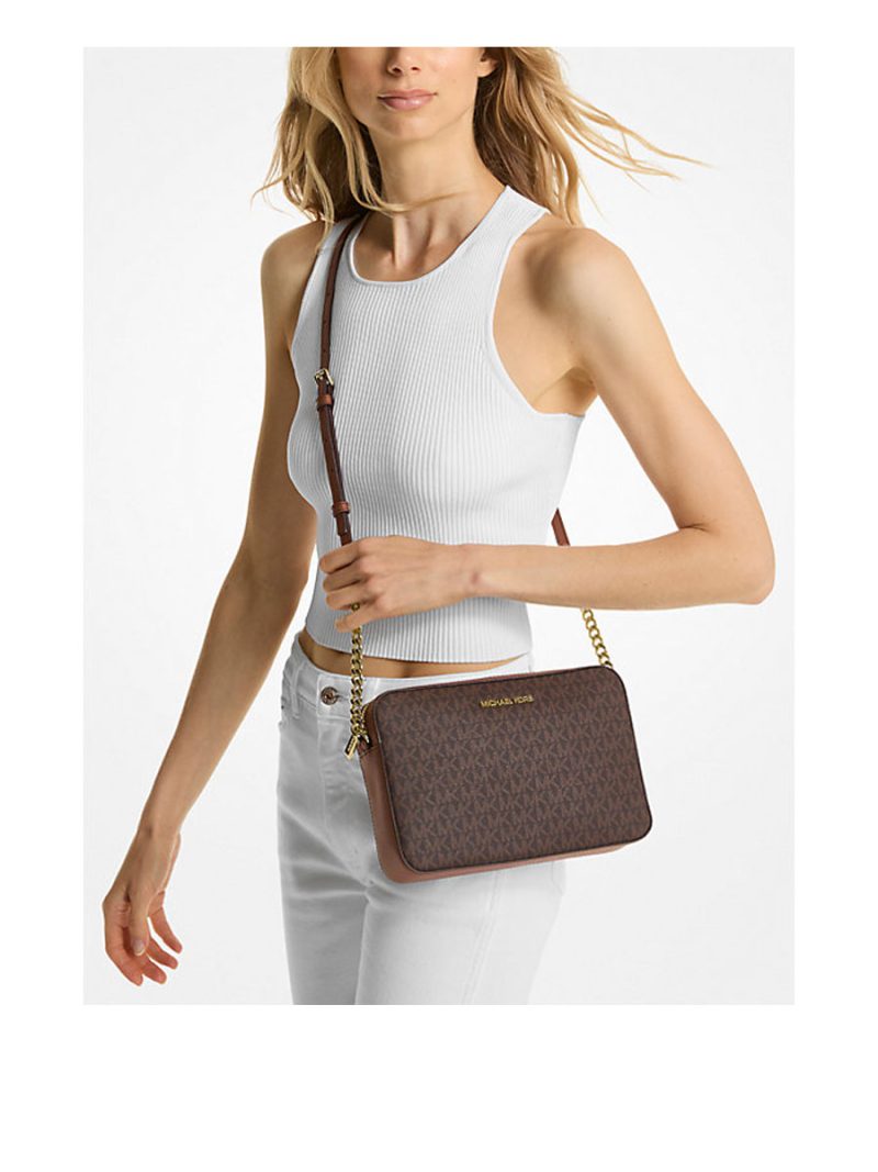 MICHAEL Michael Kors Jet Set Large Printed Logo Crossbody Bag - Image 3