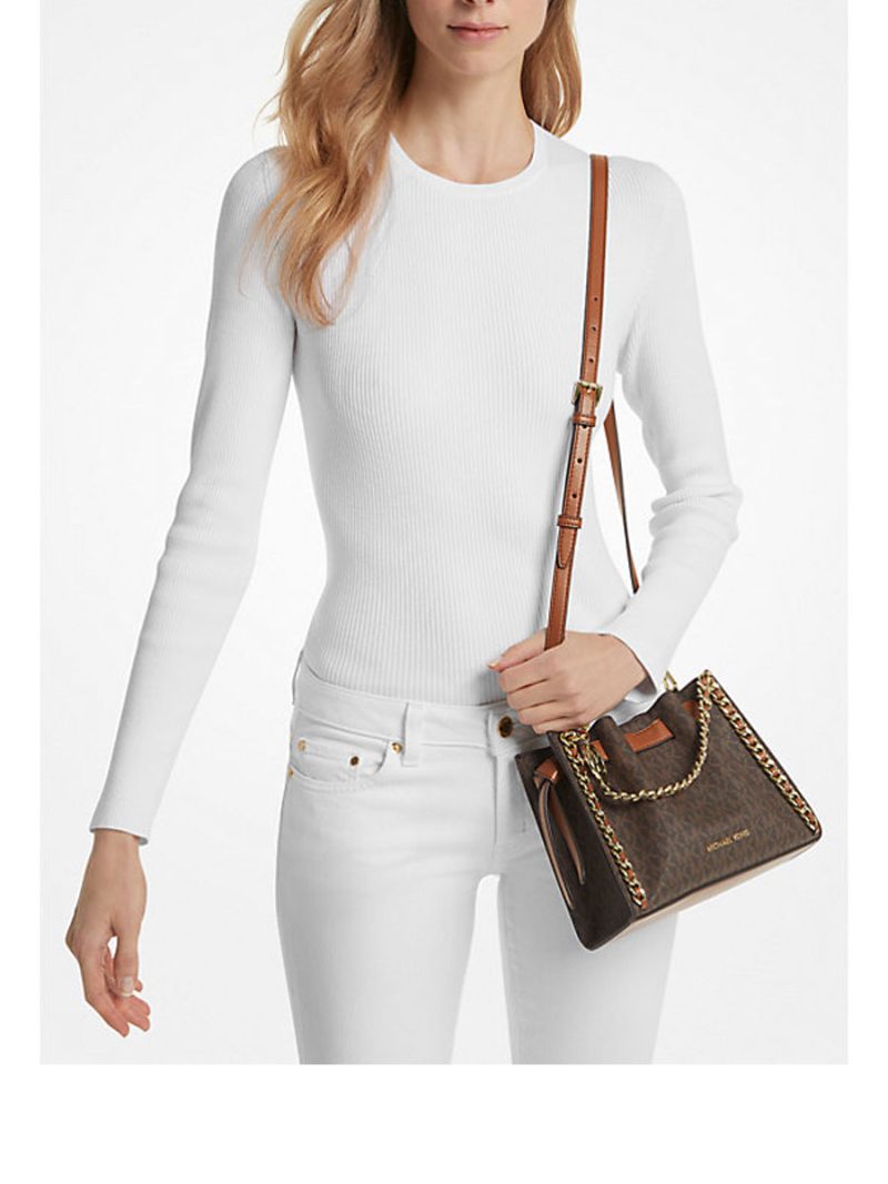 MICHAEL Michael Kors Mina Small Signature Logo Chain Crossbody Bag - Image 3