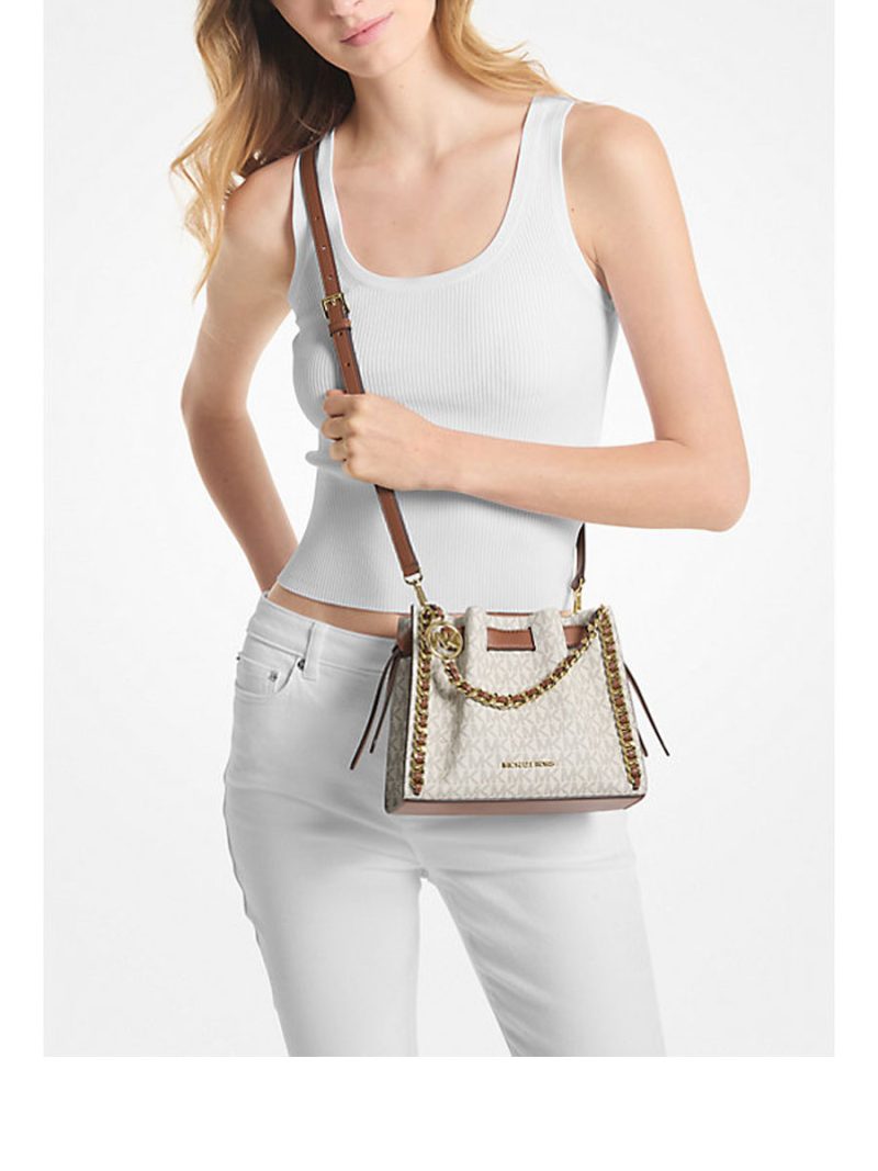 MICHAEL Michael Kors Mina Small Signature Logo Chain Crossbody Bag - Image 3