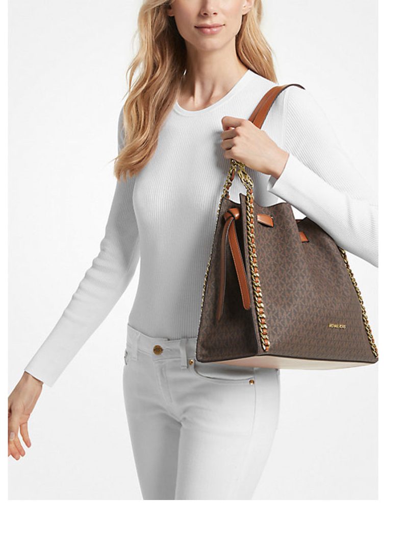 MICHAEL Michael Kors Mina Large Signature Logo Chain Shoulder Bag - Image 3