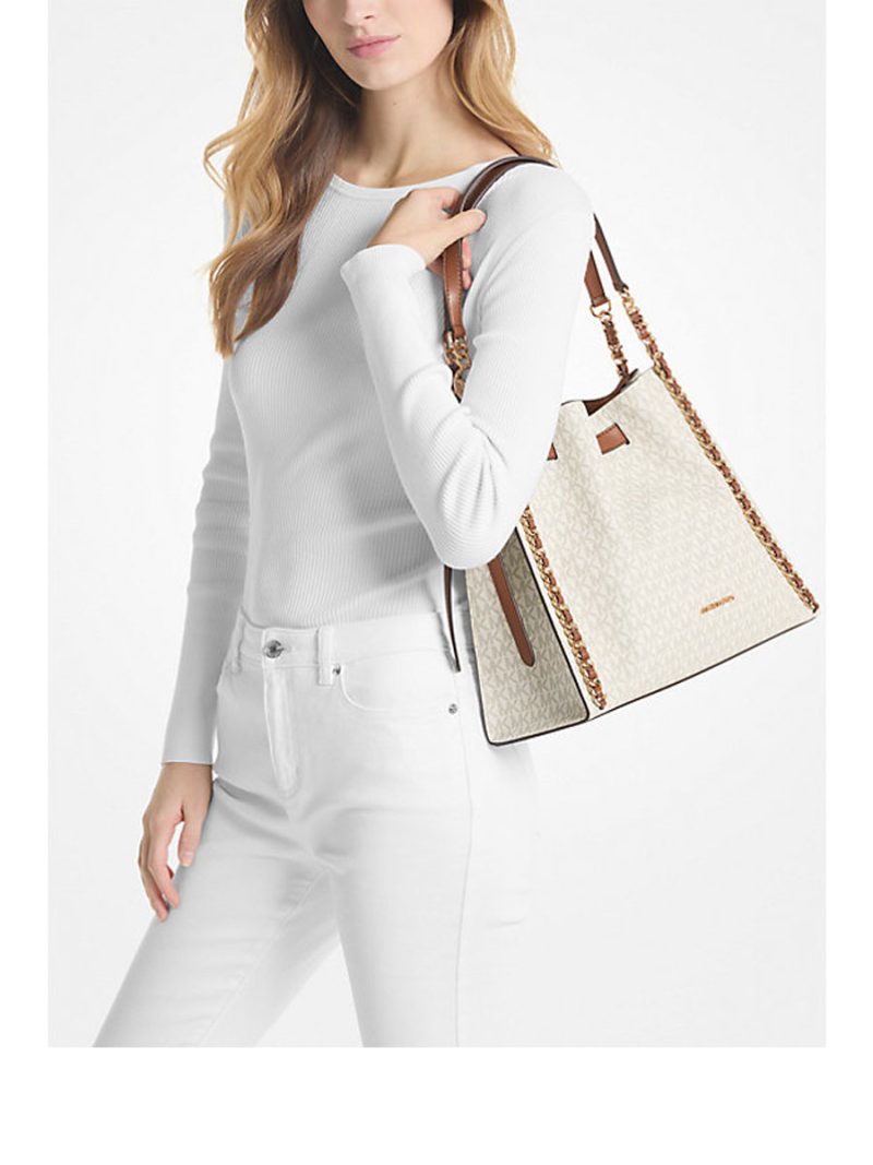 MICHAEL Michael Kors Mina Large Signature Logo Chain Shoulder Bag - Image 3