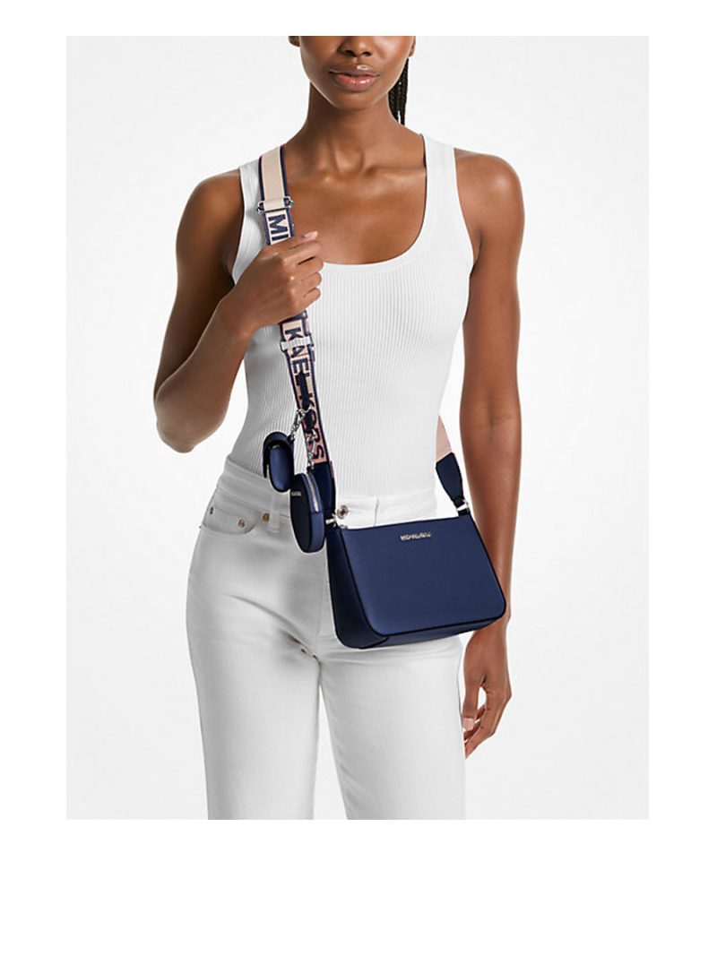 MICHAEL KORS Jet Set Small Saffiano Leather Crossbody Bag with Case for Apple Airpods Pro® - Image 3
