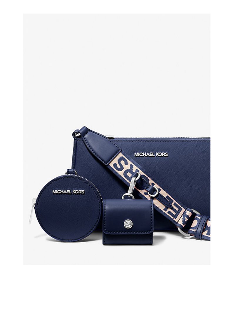 MICHAEL KORS Jet Set Small Saffiano Leather Crossbody Bag with Case for Apple Airpods Pro® - Image 4