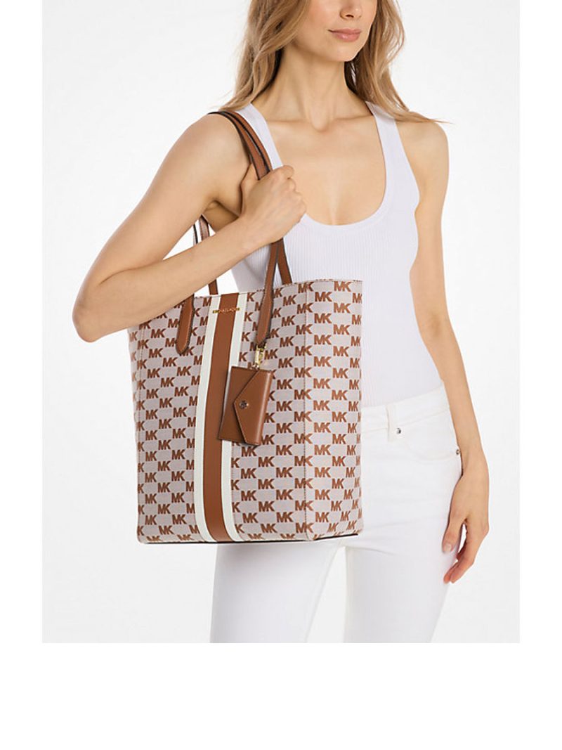 MICHAEL Michael Kors Vincent Large Logo Jacquard Tote Bag with Card Case - Image 4