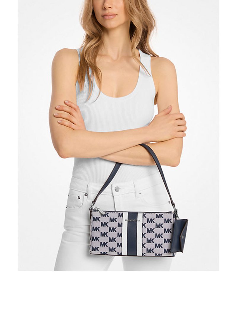 MICHAEL Michael Kors Vincent Medium Logo Jacquard Pochette with Card Case - Image 4