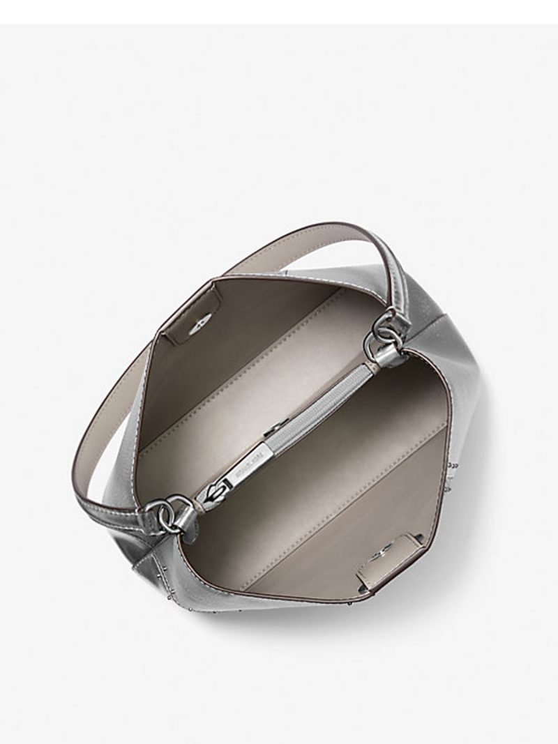 MICHAEL Michael Kors Pratt Medium Studded Metallic Patchwork and Signature Logo Shoulder Bag - Image 2