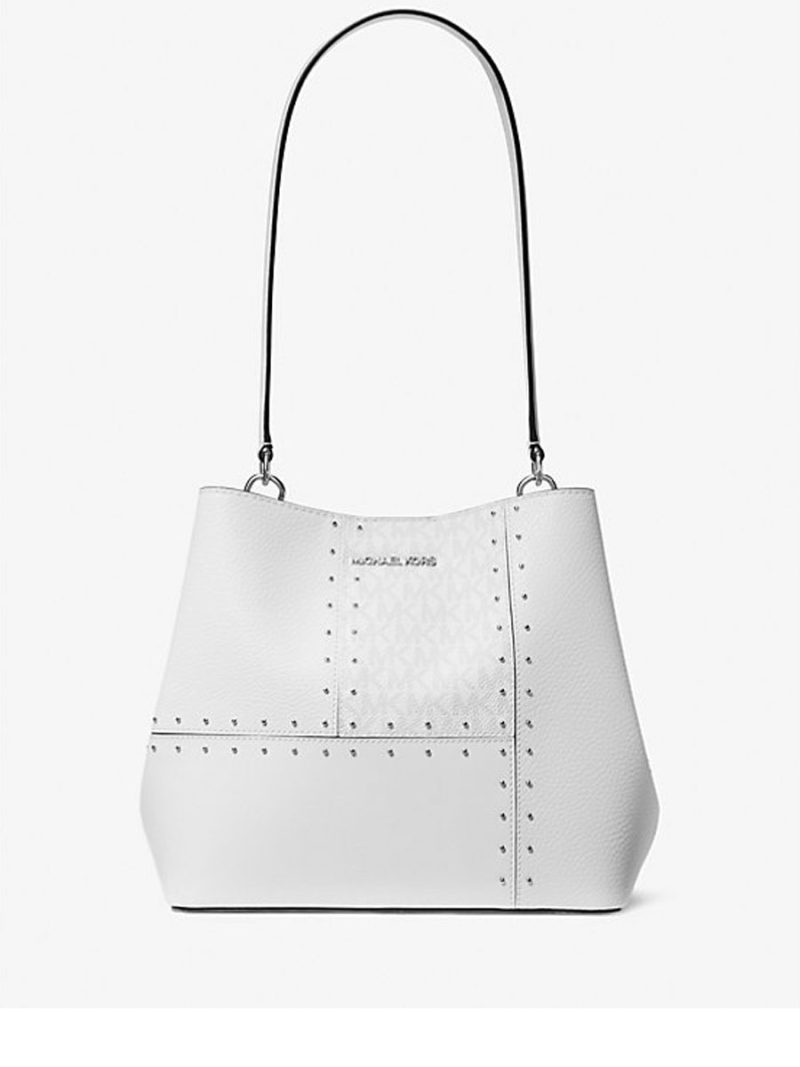 MICHAEL Michael Kors Pratt Medium Studded Patchwork and Signature Logo Shoulder Bag