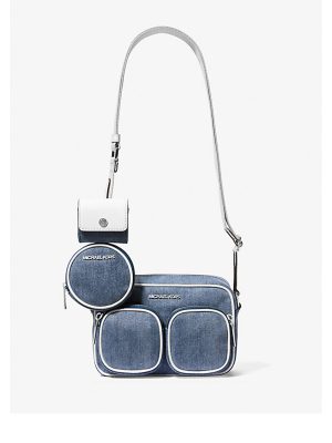 MICHAEL Michael Kors Jet Set Medium Denim Crossbody Bag with Case for Apple Airpods Pro