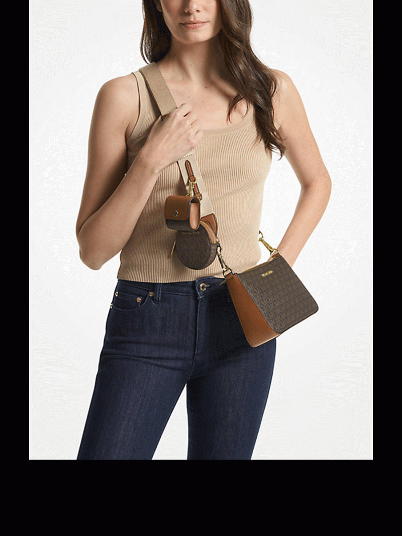 MICHAEL Michael Kors Jet Set Logo Crossbody Bag with Case for Apple Airpods Pro® - Image 3