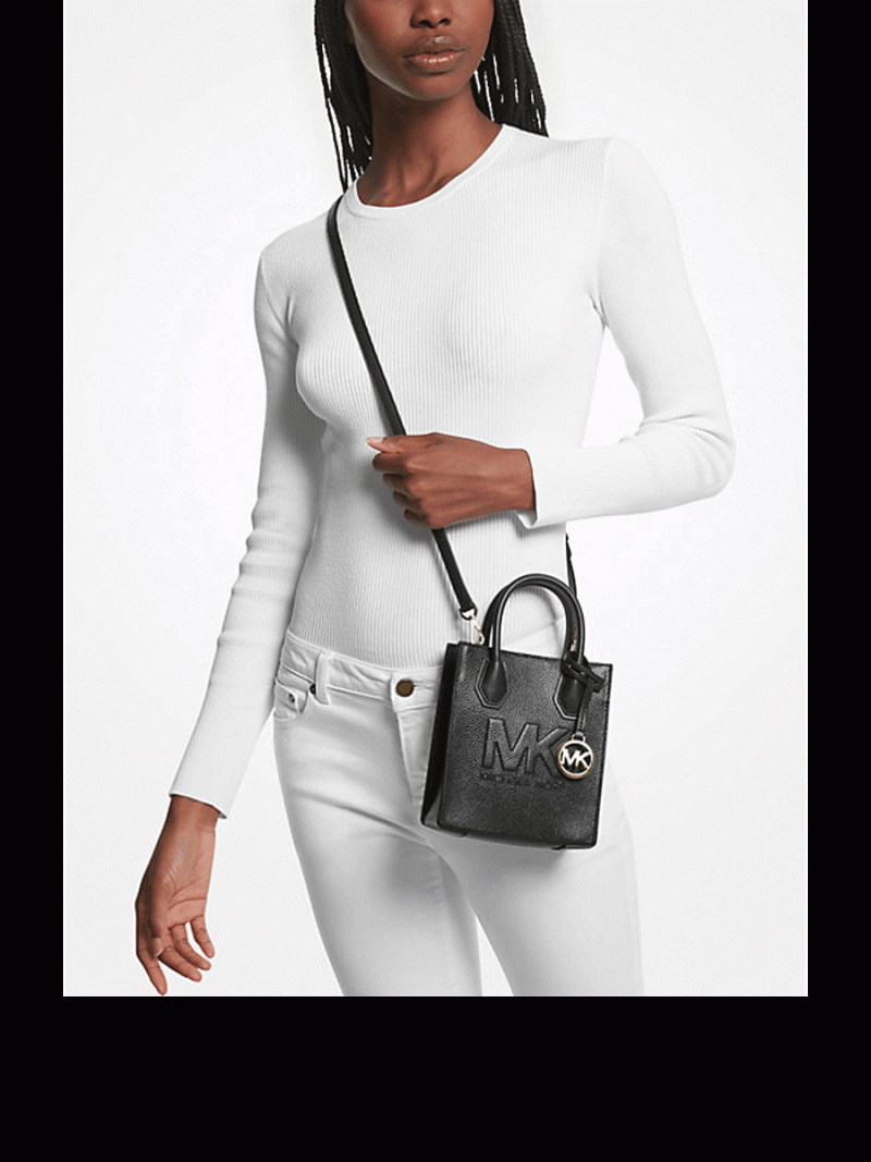 MICHAEL Michael Kors Mercer Extra-Small Pebbled Leather Crossbody Bag - Image 3