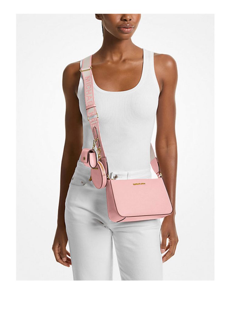 MICHAEL Michael Kors Jet Set Saffiano Leather Crossbody Bag with Case for Apple Airpods Pro® - Image 4