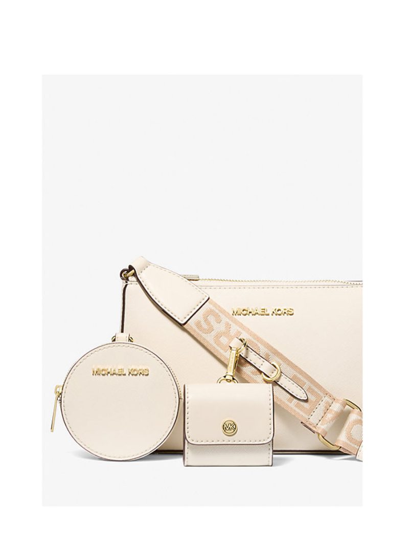 MICHAEL Michael Kors Jet Set Saffiano Leather Crossbody Bag with Case for Apple Airpods Pro® - Image 3
