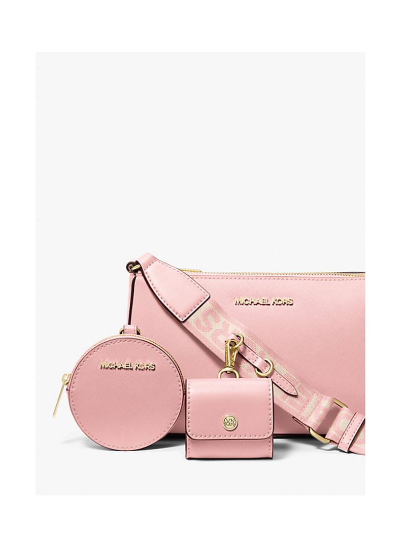 MICHAEL Michael Kors Jet Set Saffiano Leather Crossbody Bag with Case for Apple Airpods Pro® - Image 3