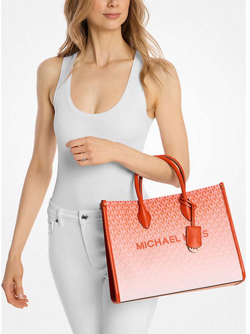 MICHAEL Michael Kors Mirella Medium Ombré Logo Tote Bag - Image 3
