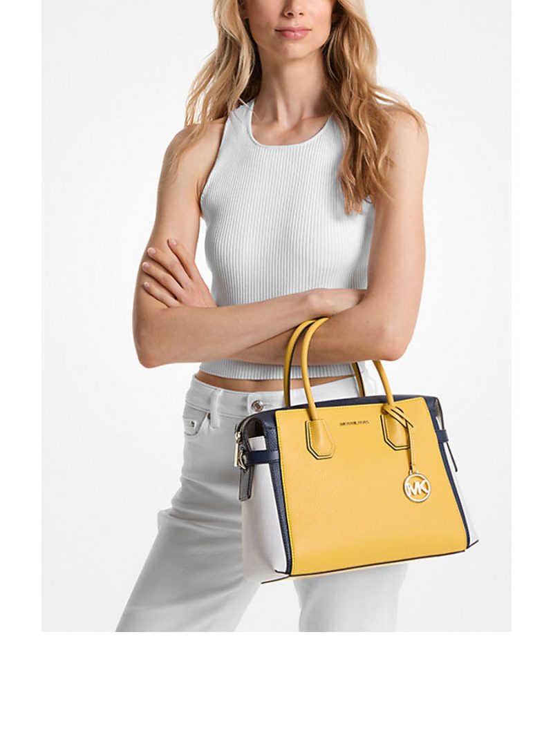 MICHAEL Michael Kors Mercer Medium Color-Block Belted Satchel - Image 3