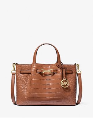 MICHAEL Michael Kors Carson Small Crocodile Embossed Satchel