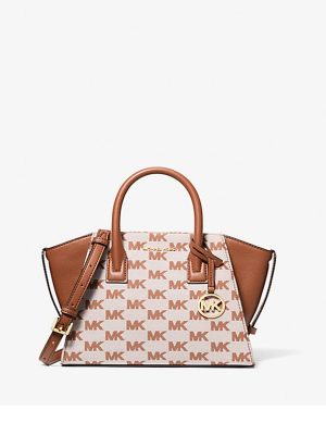 MICHAEL Michael Kors Avril Small Signature Logo Jacquard Satchel