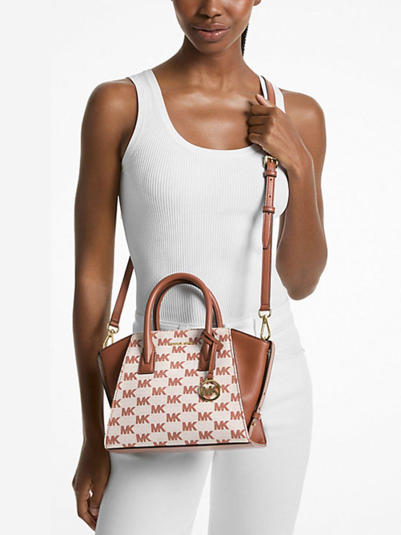 MICHAEL Michael Kors Avril Small Signature Logo Jacquard Satchel - Image 4