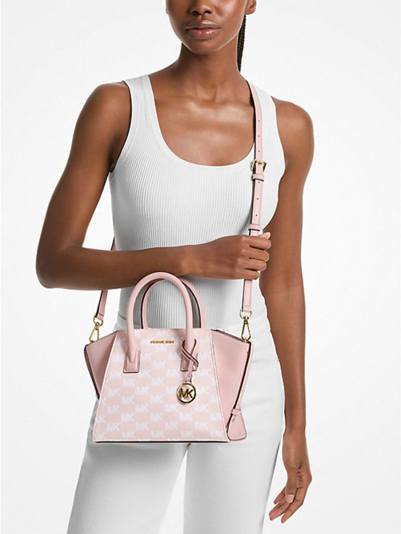 MICHAEL Michael Kors Avril Small Signature Logo Jacquard Satchel - Image 4