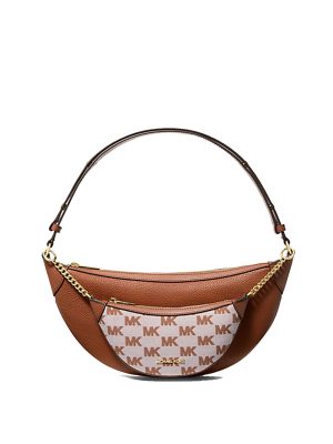 MICHAEL Michael Kors Hollis Medium 2-in-1 Pebbled Leather and Logo Jacquard Shoulder Bag