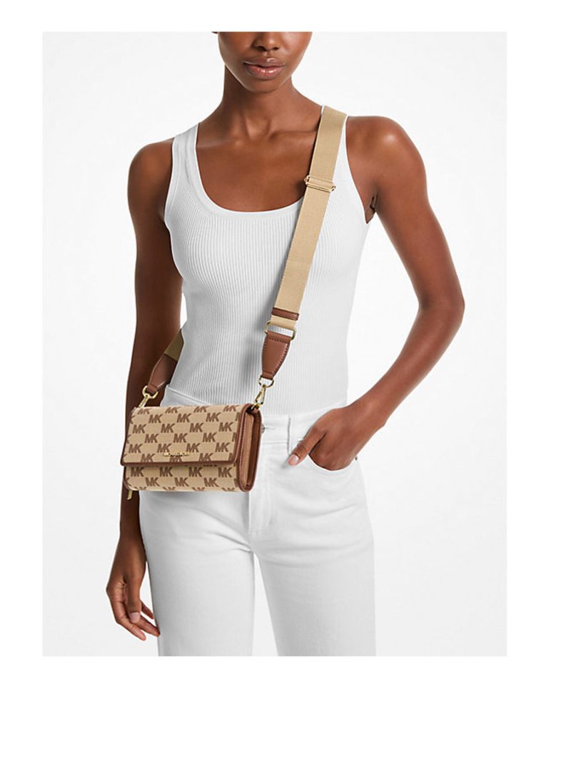 MICHAEL Michael Kors Jet Set Large Logo Jacquard Crossbody Bag - Image 4