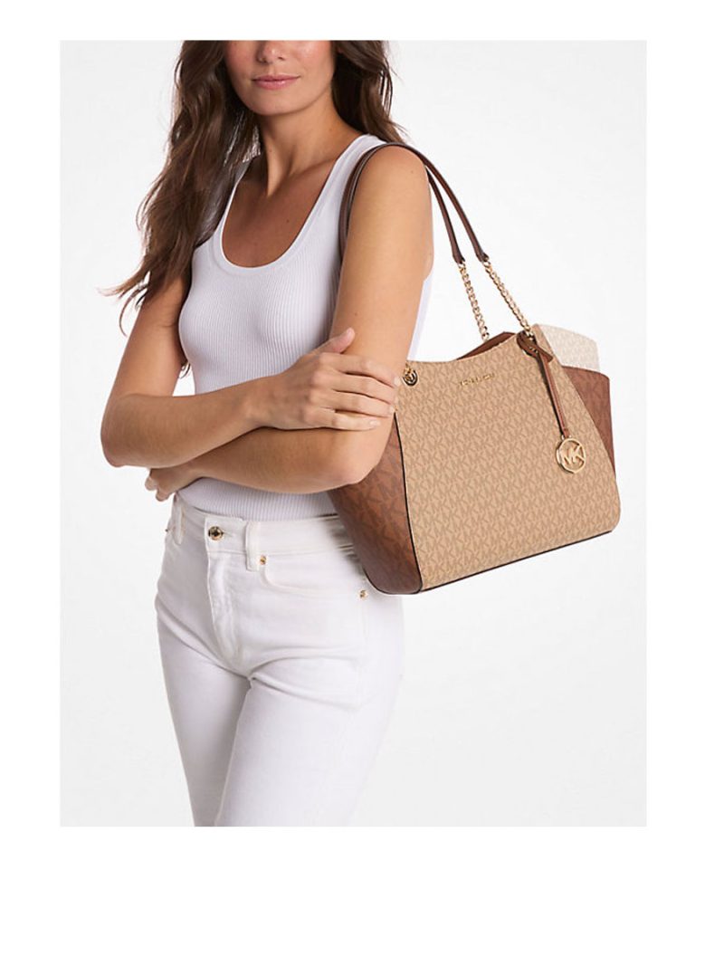 MICHAEL Michael Kors Jet Set Large Color-Block Signature Logo Shoulder Bag - Image 3