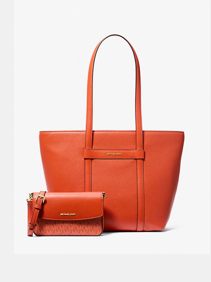 MICHAEL Michael Kors Jet Set 2-in-1 Pebbled Leather and Logo Tote Bag - Image 3
