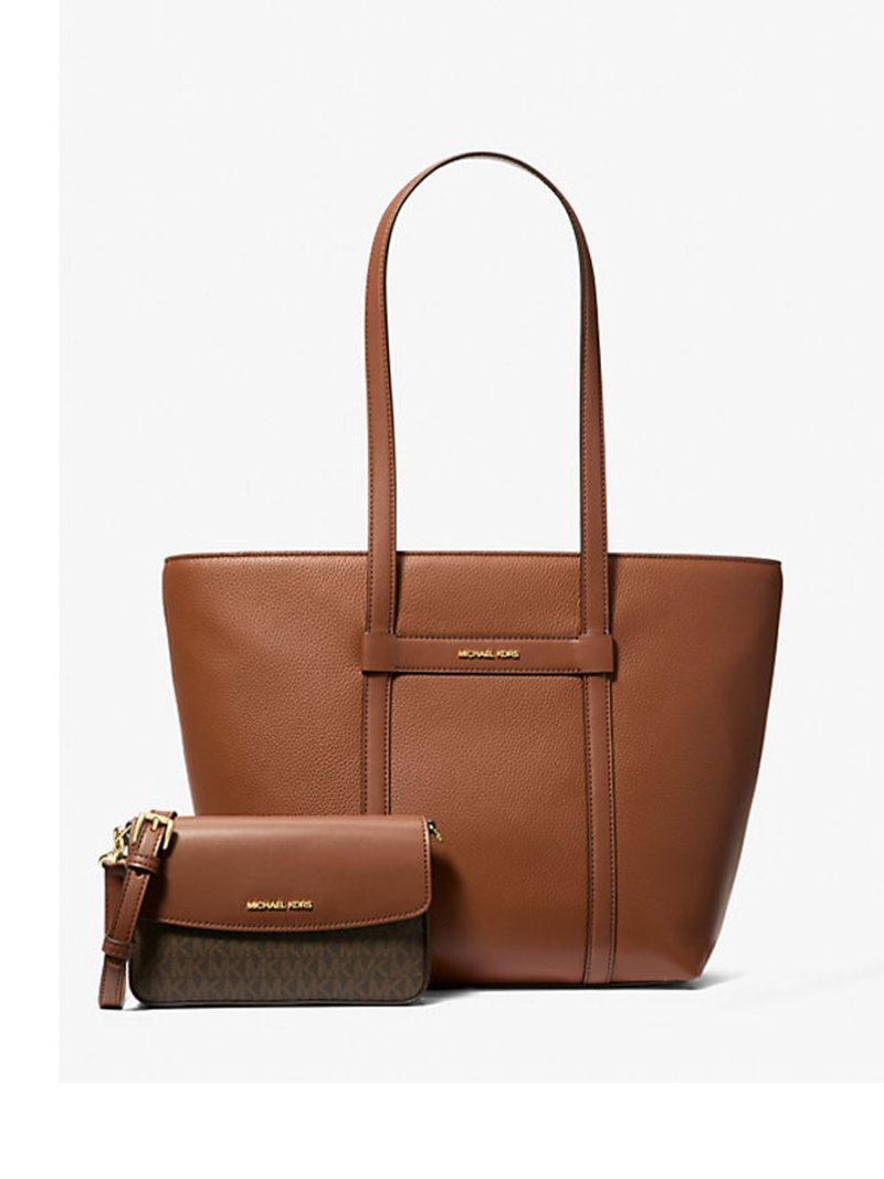 MICHAEL Michael Kors Jet Set 2-in-1 Pebbled Leather and Logo Tote Bag - Image 3