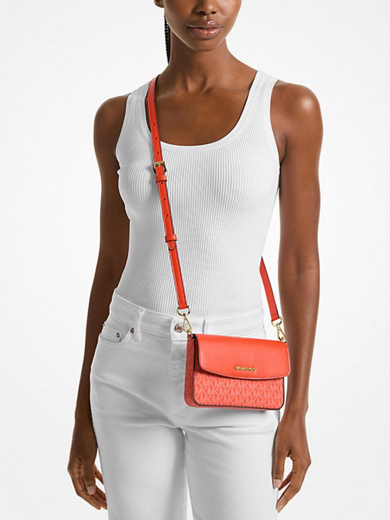 MICHAEL Michael Kors Jet Set 2-in-1 Pebbled Leather and Logo Tote Bag - Image 5